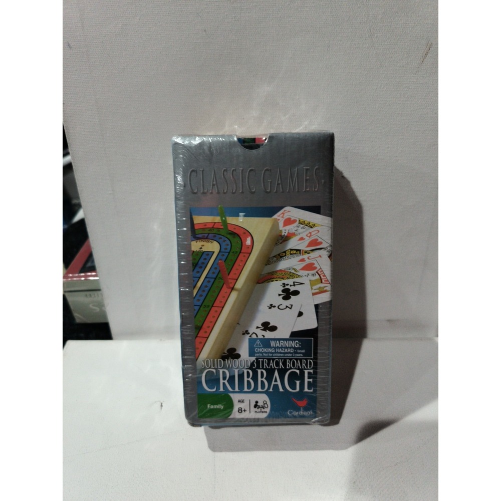 Solid Wood Cribbage Set Folding 3 Track Board with Playing Cards Cardinal-New